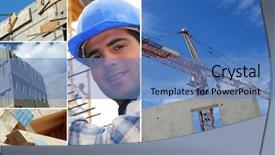  Presentation with augmented reality in construction industry - Colorful slides enhanced with photo-montage of construction industry backdrop and a teal colored foreground