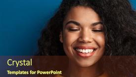  Presentation with optimistic - Cool new PPT layouts with photo-of-a-beautiful-smiling backdrop and a tawny brown colored foreground