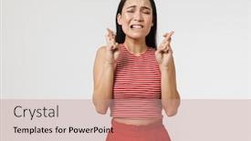  Presentation with hopeful - Cool new slide set with photo of a beautiful young pretty asian nervous woman posing isolated over white wall background make hopeful please gesture backdrop and a coral colored foreground