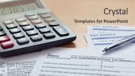  Presentation with tax on salary - Slide deck featuring photo of a blank 1040 background and a soft green colored foreground