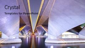  Presentation with blue abstract wavy lines - Presentation theme consisting of photo of a bridge line background and a light blue colored foreground