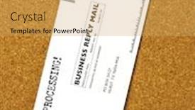  Presentation with bulletin board - Colorful slide deck enhanced with photo of a business reply mail envelope pinned to a bulletin board backdrop and a yellow colored foreground