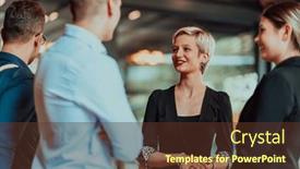  Presentation with ideas - PPT theme consisting of photo-of-a-business-team background and a tawny brown colored foreground