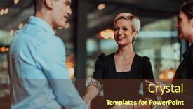  Presentation with ideas - PPT theme with photo-of-a-business-team background and a tawny brown colored foreground