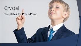  Presentation with blue formal - Slides consisting of photo-of-a-businessman-boy background and a light gray colored foreground