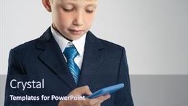  Presentation with blue formal - PPT theme enhanced with photo-of-a-businessman-boy background and a navy blue colored foreground