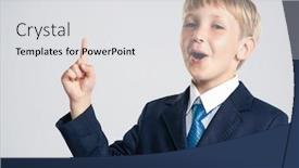  Presentation with blue formal - Presentation design consisting of photo-of-a-businessman-boy background and a light gray colored foreground