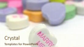  Presentation with candy heart - Beautiful PPT theme featuring conversation hearts - photo of a candy heart backdrop and a cream colored foreground
