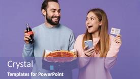  Presentation with purple wall - Beautiful slides featuring photo-of-a-cheery-emotional backdrop and a ocean colored foreground