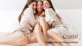  Presentation with optimistic - Slide set having photo-of-a-cheery-optimistic background and a coral colored foreground