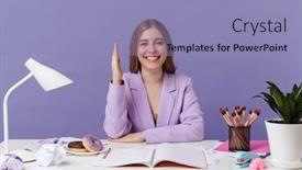  Presentation with purple wall - Slide set enhanced with photo-of-a-cheery-optimistic background and a light blue colored foreground