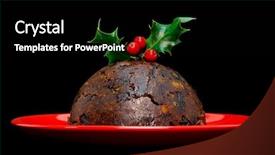  Presentation with holly - Colorful slide set enhanced with photo of a christmas pudding backdrop and a black colored foreground