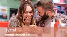  Presentation with young happy couple - Slides enhanced with photo-of-a-cute-happy background and a coral colored foreground