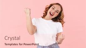  Presentation with photo - Audience pleasing presentation theme consisting of photo-of-a-cute-happy backdrop and a lemonade colored foreground