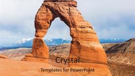  Presentation with late - Slide deck with photo of a delicate arch background and a gold colored foreground