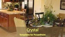  Presentation with dining - PPT theme enhanced with photo of a dining area and kitchen background and a tawny brown colored foreground