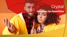  Presentation with yellow orange - Beautiful slide set featuring photo-of-a-displeased-sad backdrop and a crimson colored foreground