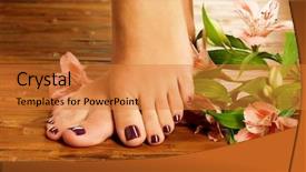  Presentation with spa salon - Colorful PPT layouts enhanced with photo of a female feet backdrop and a  colored foreground