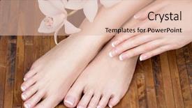  Presentation with spa salon - Colorful slide deck enhanced with photo of a female feet backdrop and a lemonade colored foreground