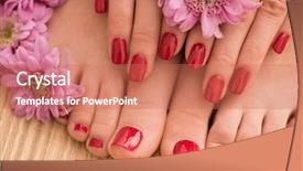  Presentation with manicure - Colorful theme enhanced with photo of a female feet backdrop and a coral colored foreground