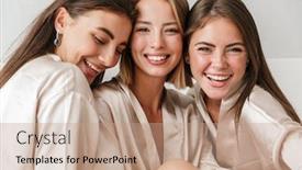  Presentation with hen - Presentation design featuring photo-of-a-happy-positive background and a coral colored foreground