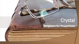  Presentation with old fashioned photo album - Slide set consisting of photo of a large old background and a tawny brown colored foreground