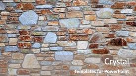  Presentation with stacked stone wall - PPT layouts with photo of a plain stone background and a coral colored foreground