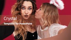  Presentation with demon - Colorful slide set enhanced with cute women angel and demon backdrop and a red colored foreground