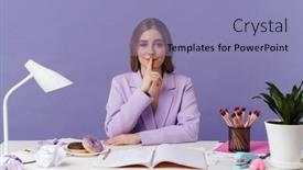  Presentation with purple wall - Presentation design enhanced with photo-of-a-positive-optimistic background and a light blue colored foreground