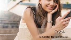  Presentation with steps - Cool new slide set with photo-of-a-positive-optimistic backdrop and a coral colored foreground