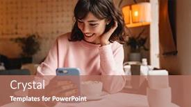  Presentation with photo - PPT theme featuring photo-of-a-pretty-happy background and a coral colored foreground