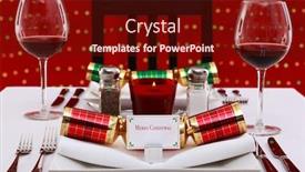  Presentation with christmas card - Presentation design consisting of photo-of-a-restaurant-table background and a tawny brown colored foreground