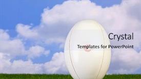  Presentation with ball sports - Theme featuring photo of a rugby ball background and a light blue colored foreground