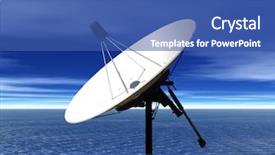  Presentation with satellite dish - Presentation theme featuring photo of a satellite dish background and a ocean colored foreground