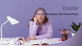  Presentation with purple wall - Amazing presentation theme having photo-of-a-serious-concentrated backdrop and a light blue colored foreground