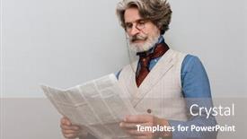  Presentation with vernier caliper bearing isolated - Presentation design enhanced with photo-of-a-serious-handsome background and a coral colored foreground