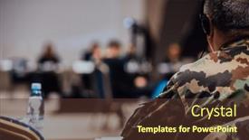  Presentation with professional training - PPT theme having photo-of-a-soldier-leading background and a tawny brown colored foreground