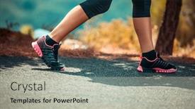  Presentation with health and weight loss - Presentation having photo-of-a-sportive-woman background and a light gray colored foreground