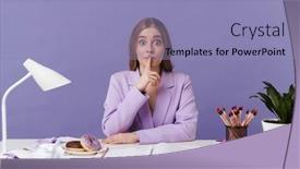  Presentation with purple wall - Presentation theme consisting of photo-of-a-surprised-young background and a light blue colored foreground