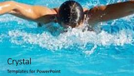  Presentation with swimmer - PPT theme with photo of a swimmer doing spring background and a cyan colored foreground