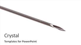  Presentation with needle - Colorful slide set enhanced with photo of a syringe needle backdrop and a white colored foreground