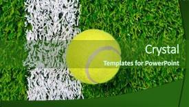  Presentation with tennis - Colorful presentation design enhanced with photo of a tennis ball backdrop and a forest green colored foreground
