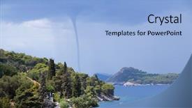 Presentation with funnel - Cool new PPT layouts with photo of a tornado funnel backdrop and a light blue colored foreground