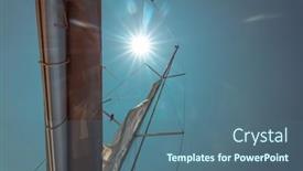  Presentation with sea sun - PPT layouts featuring photo-of-a-white-sail background and a ocean colored foreground