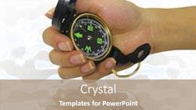  Presentation with compass - Cool new slide deck with photo of a woman holding a compass backdrop and a coral colored foreground