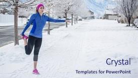  Presentation with winter weather - Beautiful PPT theme featuring photo of a woman work backdrop and a sky blue colored foreground