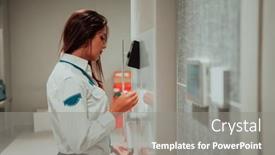  Presentation with security - PPT theme enhanced with photo-of-a-woman background and a gray colored foreground