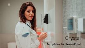  Presentation with security - Presentation having photo-of-a-woman background and a coral colored foreground