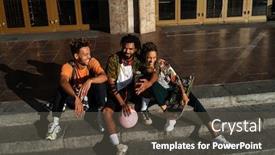  Presentation with optimistic - Slides having photo-of-a-young-african background and a dark gray colored foreground