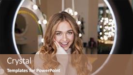  Presentation with beauty salon - Colorful theme enhanced with photo-of-a-young-happy backdrop and a coral colored foreground